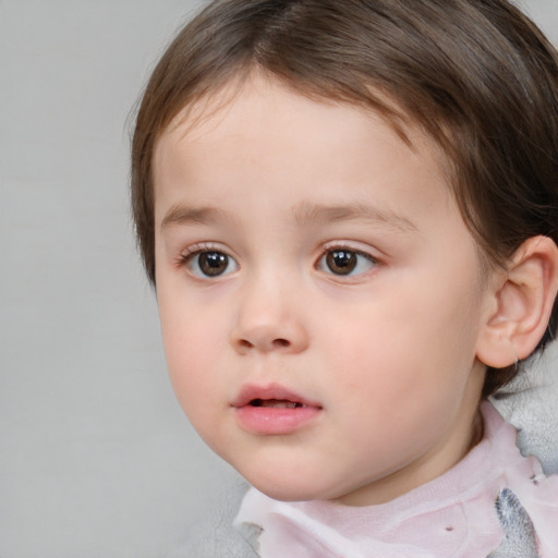 Neutral white child female with medium  brown hair and brown eyes