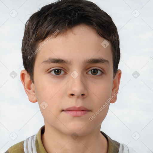 Neutral white child male with short  brown hair and brown eyes