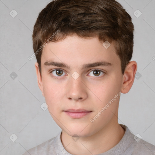 Neutral white child male with short  brown hair and brown eyes