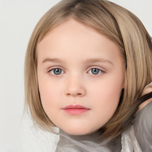 Neutral white child female with medium  brown hair and brown eyes