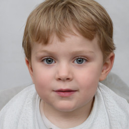 Neutral white child female with medium  brown hair and blue eyes