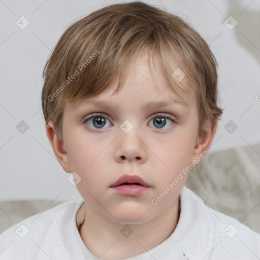 Neutral white child female with short  brown hair and brown eyes