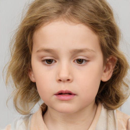 Neutral white child female with medium  brown hair and brown eyes