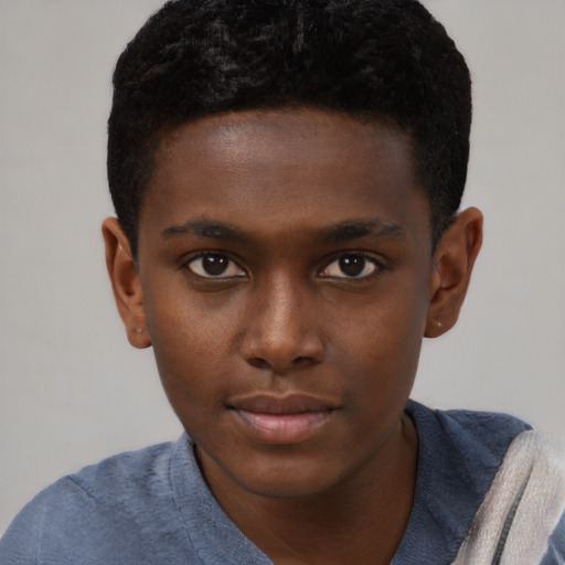 Neutral black child male with short  brown hair and brown eyes
