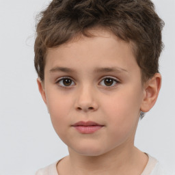 Neutral white child male with short  brown hair and brown eyes