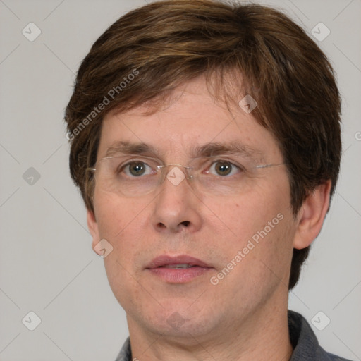 Neutral white adult male with short  brown hair and brown eyes