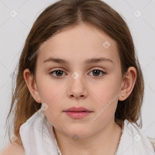 Neutral white child female with medium  brown hair and brown eyes