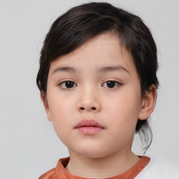 Neutral asian child female with medium  brown hair and brown eyes