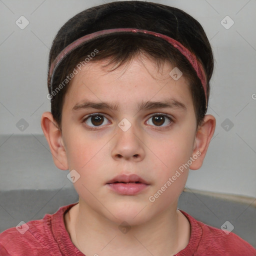 Neutral white child male with short  brown hair and brown eyes