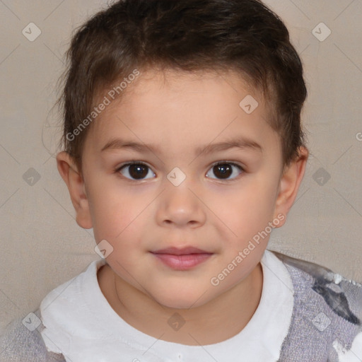 Neutral white child male with short  brown hair and brown eyes