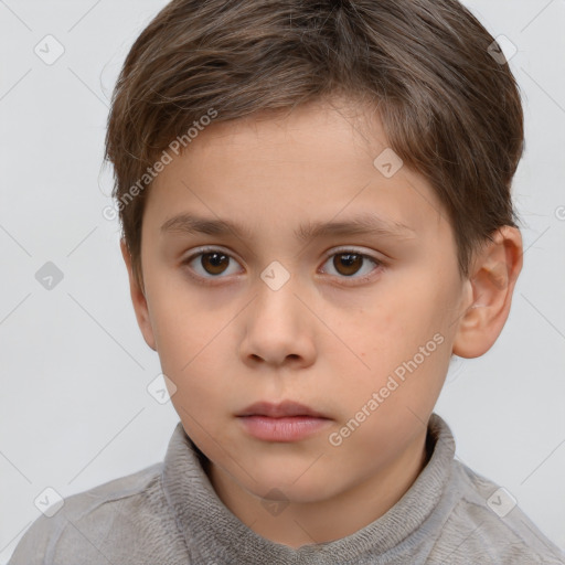 Neutral white child male with short  brown hair and brown eyes