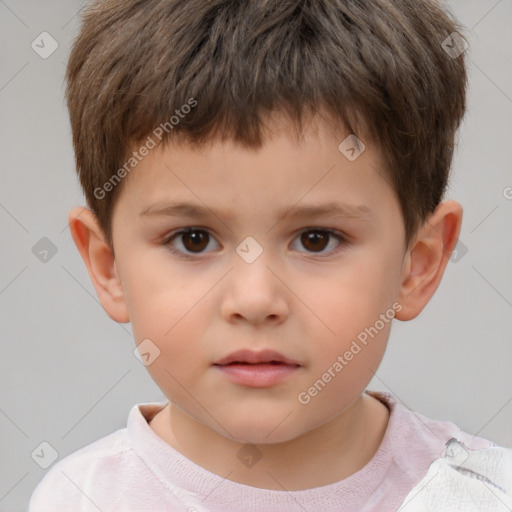 Neutral white child male with short  brown hair and brown eyes