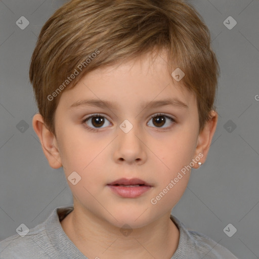 Neutral white child male with short  brown hair and brown eyes