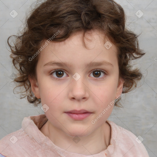 Neutral white child female with medium  brown hair and brown eyes