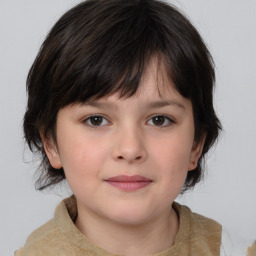 Neutral white child female with medium  brown hair and brown eyes