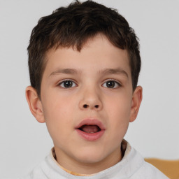 Neutral white child male with short  brown hair and brown eyes