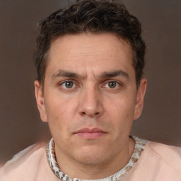 Neutral white adult male with short  brown hair and brown eyes