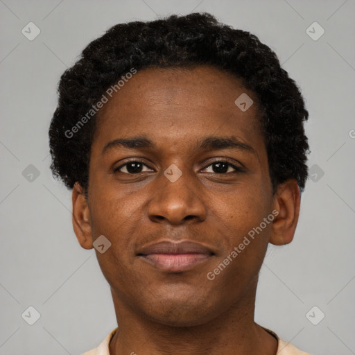 Neutral black young-adult male with short  brown hair and brown eyes