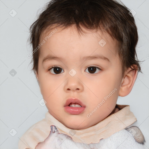 Neutral white child male with short  brown hair and brown eyes