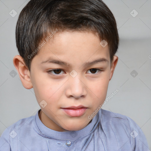 Neutral white child male with short  brown hair and brown eyes