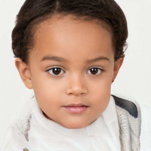 Neutral white child female with short  brown hair and brown eyes