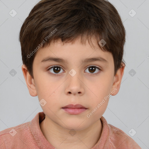 Neutral white child male with short  brown hair and brown eyes