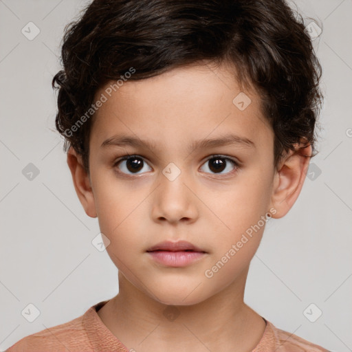 Neutral white child male with short  brown hair and brown eyes