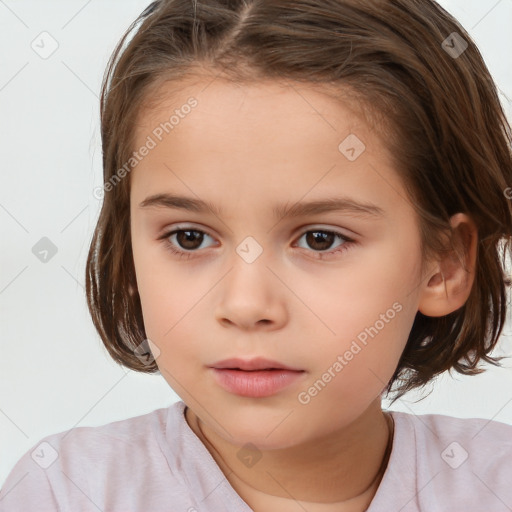 Neutral white child female with medium  brown hair and brown eyes