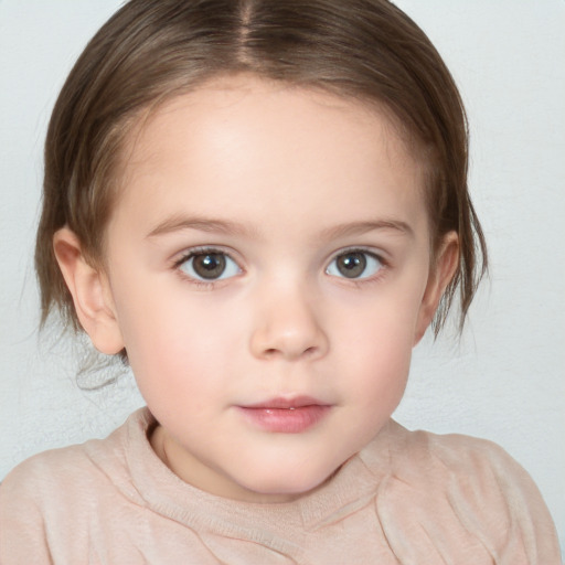 Neutral white child female with medium  brown hair and brown eyes