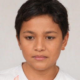 Neutral white young-adult female with short  brown hair and brown eyes