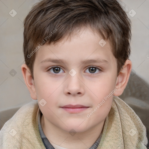 Neutral white child male with short  brown hair and brown eyes