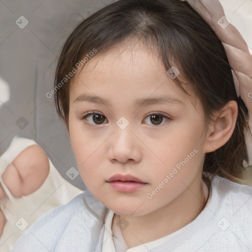 Neutral white child female with medium  brown hair and brown eyes