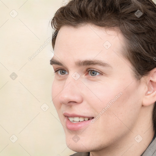 Neutral white young-adult male with medium  brown hair and brown eyes