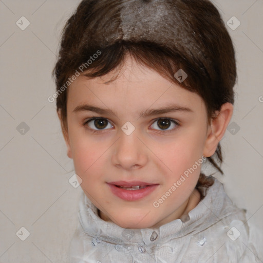 Neutral white child female with medium  brown hair and brown eyes