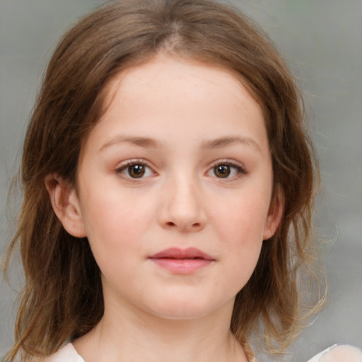 Neutral white child female with medium  brown hair and brown eyes