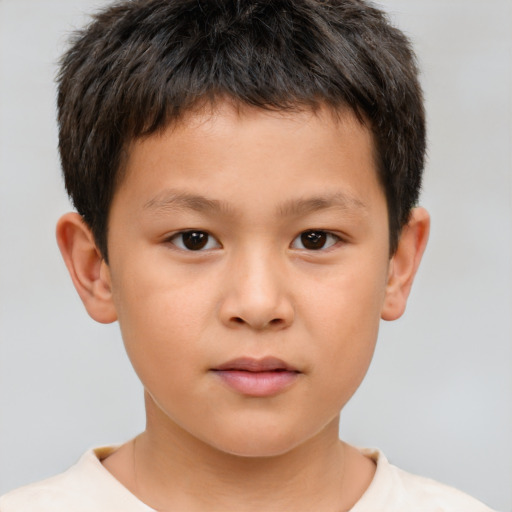 Neutral white child male with short  brown hair and brown eyes