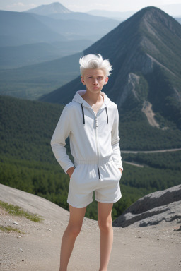 Czech teenager boy with  white hair