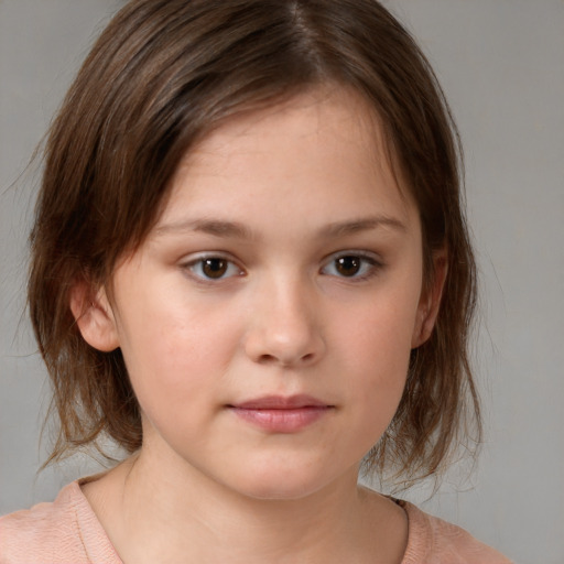 Neutral white child female with medium  brown hair and brown eyes