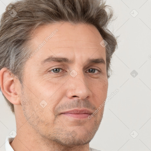 Neutral white adult male with short  brown hair and brown eyes