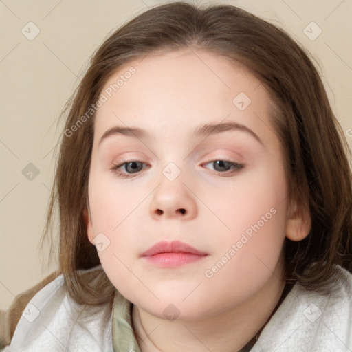 Neutral white child female with medium  brown hair and brown eyes