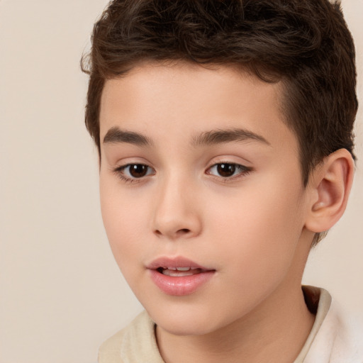 Neutral white child male with short  brown hair and brown eyes