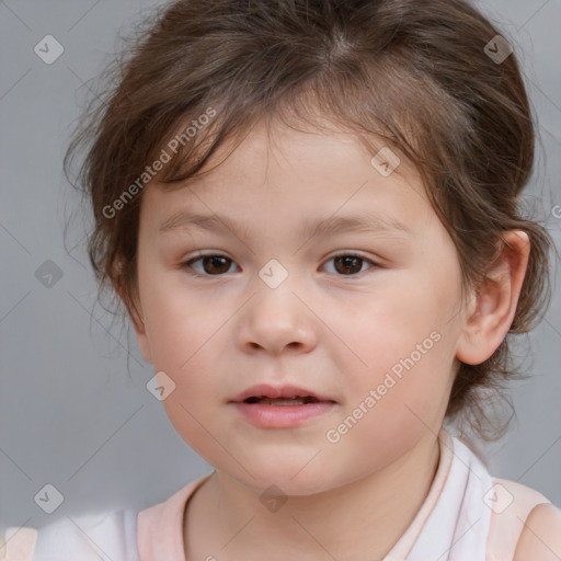 Neutral white child female with medium  brown hair and brown eyes