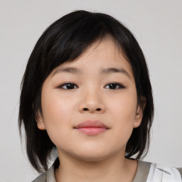 Neutral asian young-adult female with medium  brown hair and brown eyes