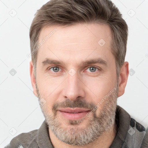 Neutral white adult male with short  brown hair and brown eyes