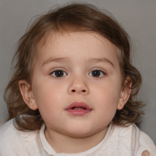 Neutral white child female with medium  brown hair and brown eyes