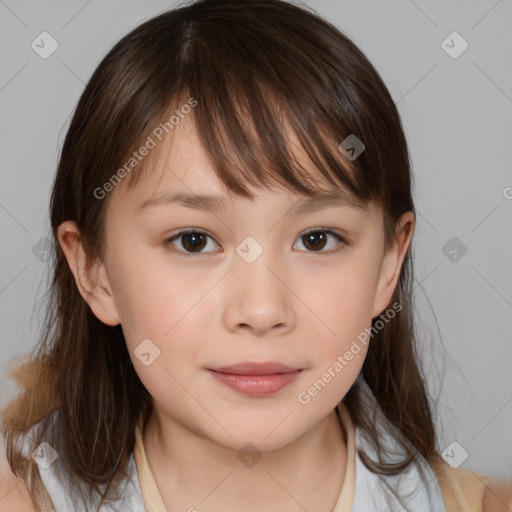 Neutral white child female with medium  brown hair and brown eyes