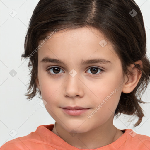 Neutral white child female with medium  brown hair and brown eyes