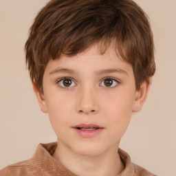 Neutral white child male with short  brown hair and brown eyes