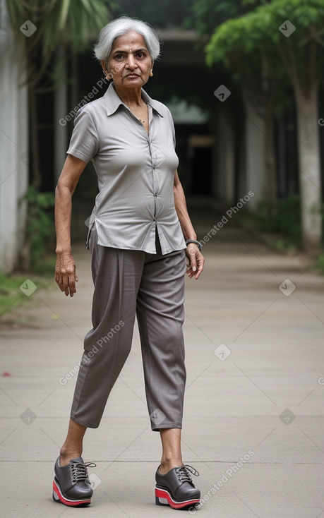 Indian elderly female with  gray hair