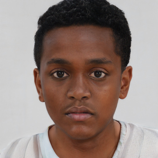 Neutral black child male with short  brown hair and brown eyes